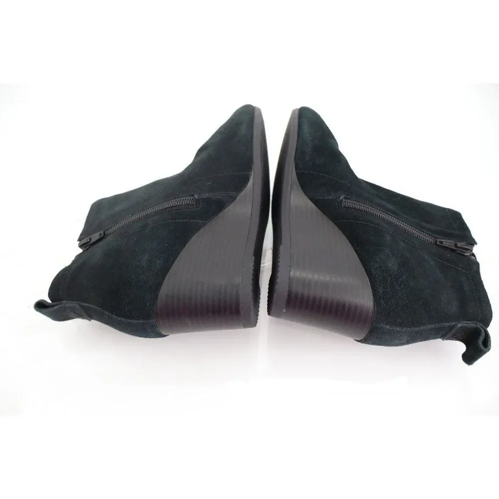 Vionic Women's Paloma Boot Size 7.5 Wedge Bootie Black Suede Comfy Side Zip